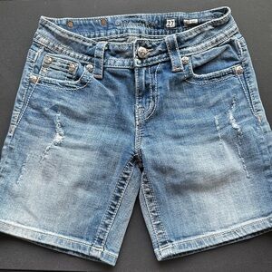 Miss Me Distressed Blue Jean Shorts